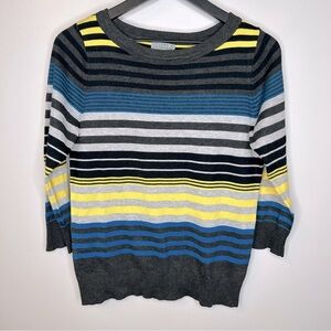 Joseph A Striped‎ 3/4 Sleeve Sweater Size M Petite